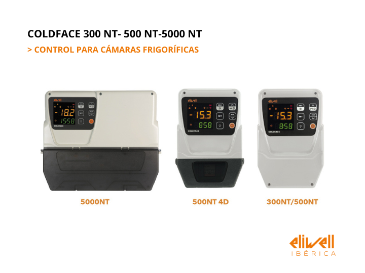 Eliwell Coldface controls for cold rooms. Three models 5000NT, 500NT, 300NT